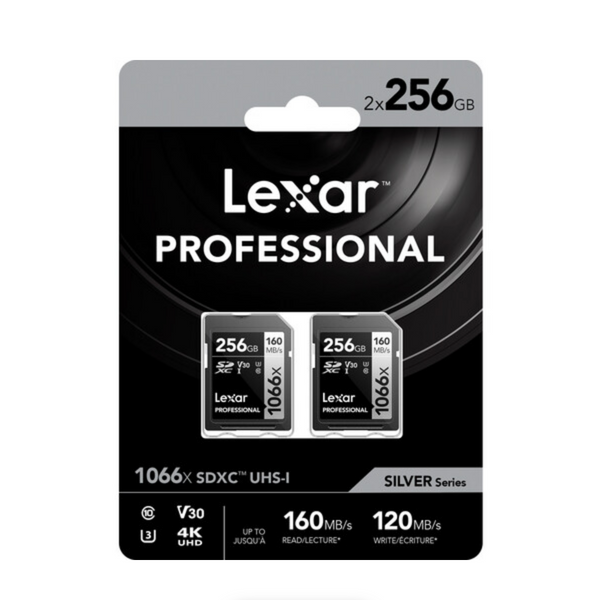Lexar Professional 1066x UHS-I SDXC Memory Card (SILVER Series) - 256GB (2-Pack)