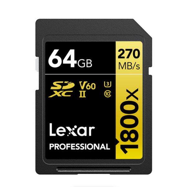 Lexar Professional 1800x UHS-II SDXC Memory Card (GOLD Series) - 64GB
