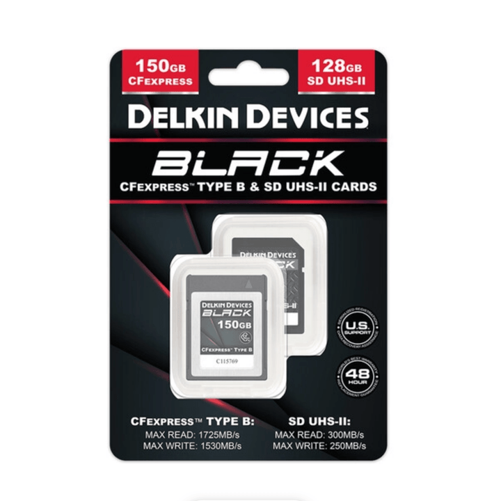 Delkin Devices 150GB BLACK CFexpress Type-B & 128GB BLACK RUGGED UHS-II SDXC Memory Card Bundle | PROCAM