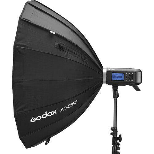 Godox AD-S85S Parabolic Softbox with Godox Mount and Grid (Gold/Silver, 33.5") at PROCAM | procam.com