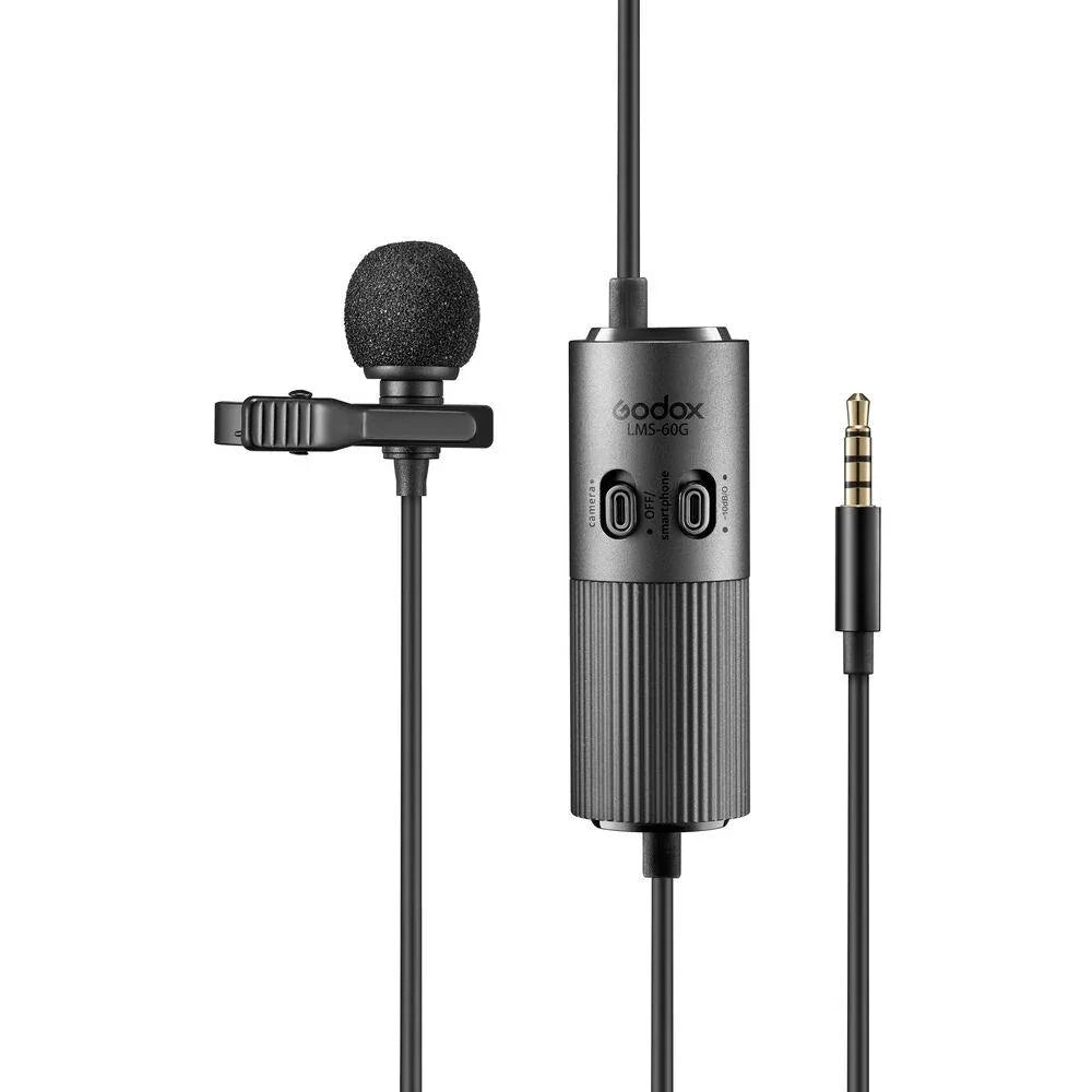 Godox LMS-60G Omnidirectional Lavalier Microphone with Adjustable Gain at PROCAM | procam.com