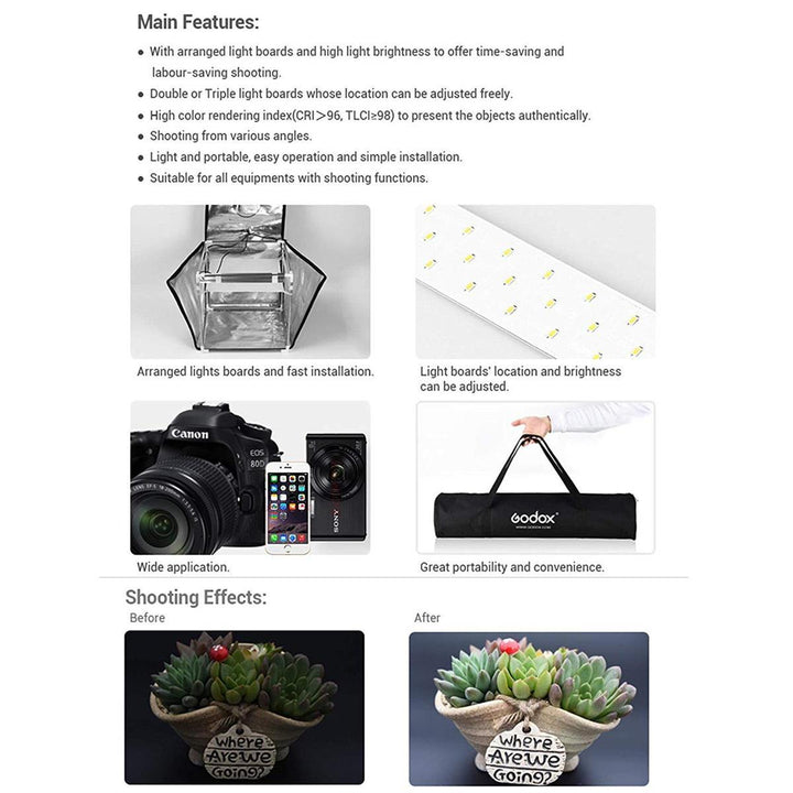 Godox Portable Triple Light LED Ministudio - 16'' | PROCAM