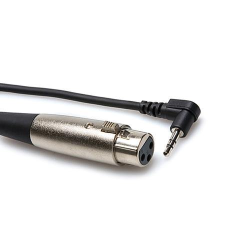 Hosa Mini Stereo Male to 3-pin XLR Female Angled (Connects Mono Microphones to Stereo Camera Inputs) Cable - 1 ft | PROCAM