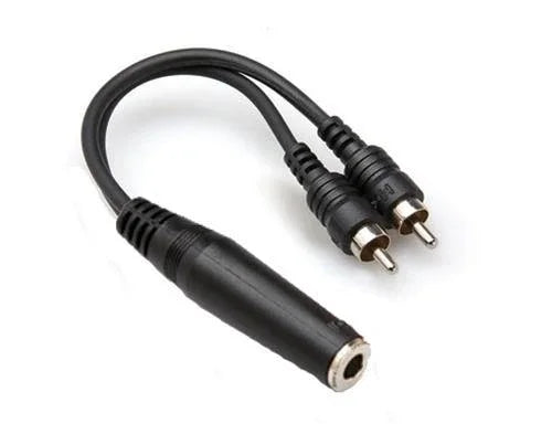 Hosa Mono 1/4'' Female to 2 RCA Male Y-Cable - 6'' at PROCAM | procam.com