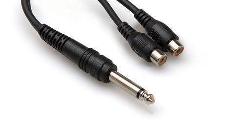Hosa Mono 1/4'' Male to 2 RCA Female Y-Cable - 6'' at PROCAM | procam.com