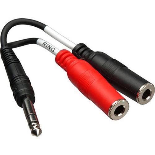 Hosa Stereo 1/4'' Male to 2 1/4'' Mono Female Cable (6'') at PROCAM | procam.com