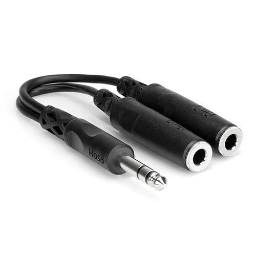 Hosa Stereo 1/4'' Male to Two Stereo 1/4'' Female Y-Cable - 6'' at PROCAM | procam.com