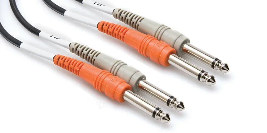 Hosa Two 1/4'' Phone Male to Two 1/4'' Phone Male Unbalanced Cable (Molded Plugs) - 3.3' at PROCAM | procam.com