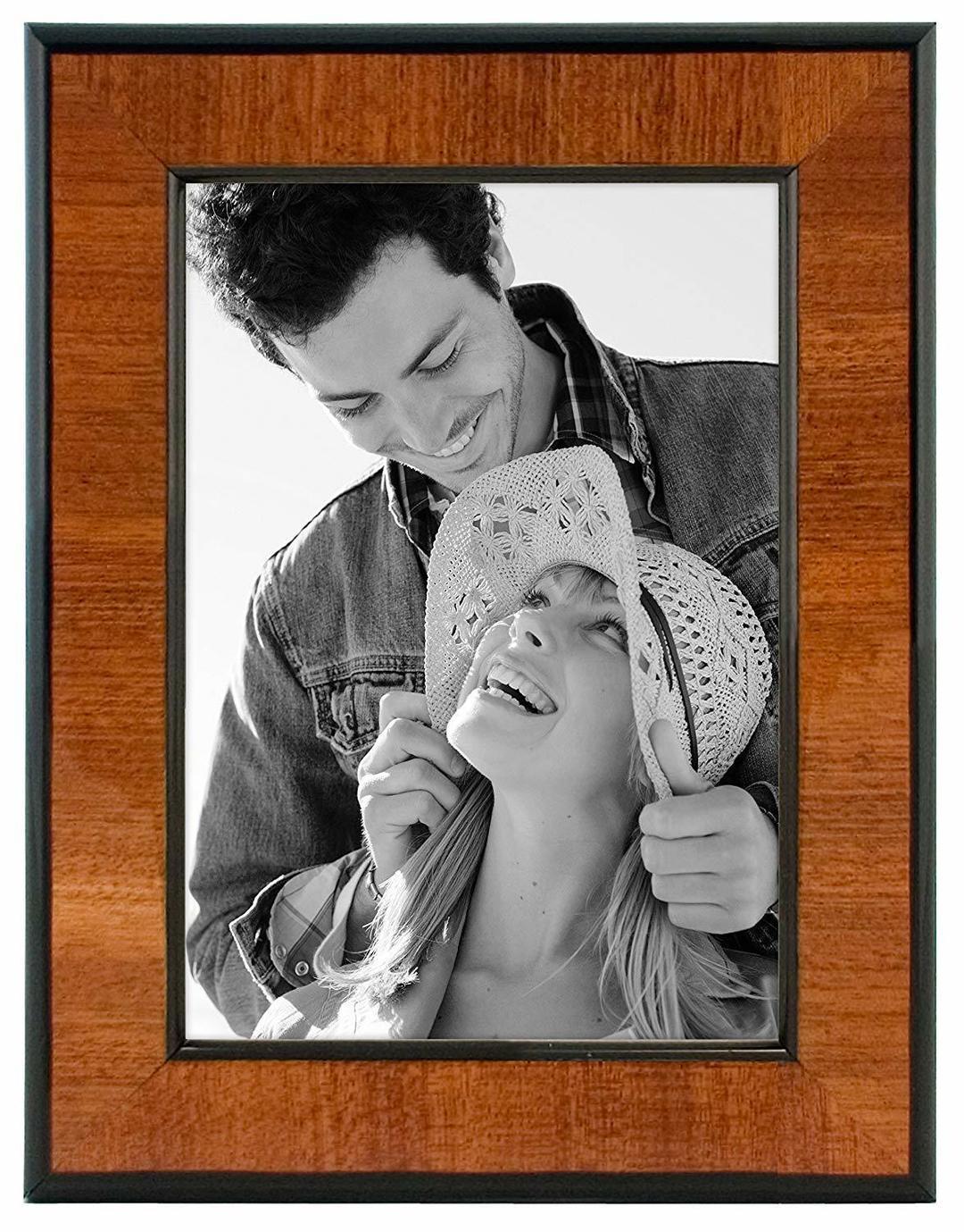 Malden 5x7 Burl Wood Walnut Picture Frame with Black Border at PROCAM | procam.com