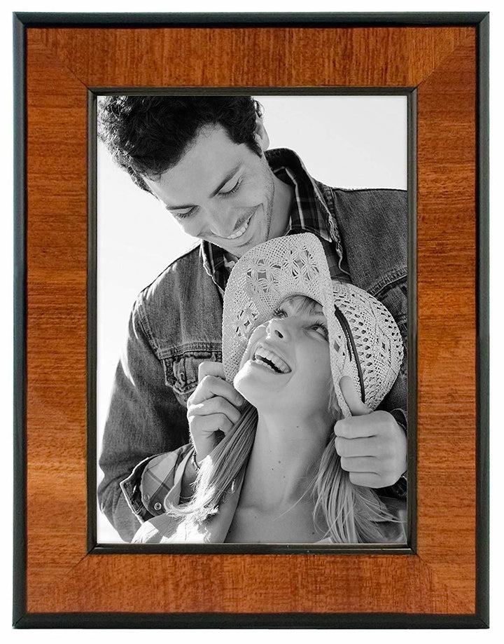 Malden 5x7 Burl Wood Walnut Picture Frame with Black Border | PROCAM