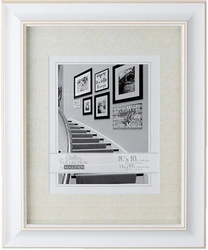 Malden International Designs 2136-80 Barnside Portrait Gallery Textured Mat Picture Frame, 8x10/11x14, White at PROCAM | procam.com
