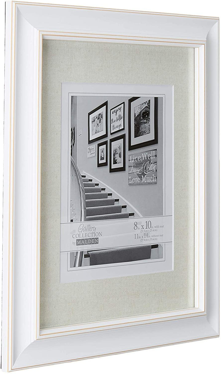 Malden International Designs 2136-80 Barnside Portrait Gallery Textured Mat Picture Frame, 8x10/11x14, White | PROCAM