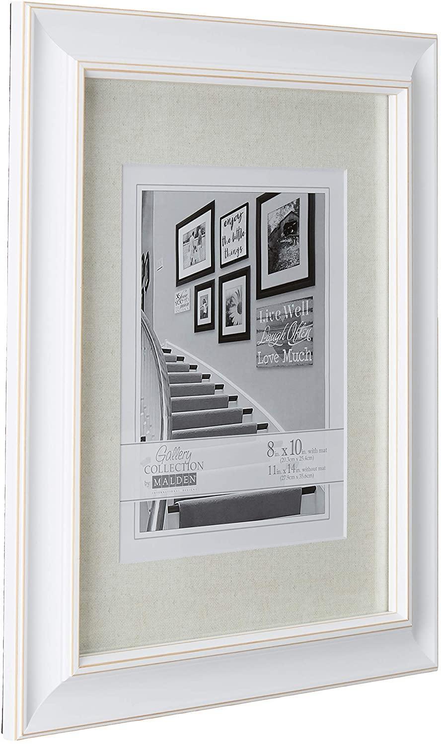 Malden International Designs 2136-80 Barnside Portrait Gallery Textured Mat Picture Frame, 8x10/11x14, White at PROCAM | procam.com