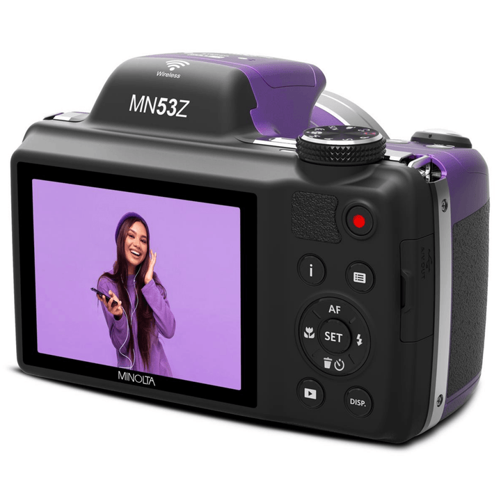 Minolta MN53Z 16 MP HD Bridge Digital Camera with 53x Optical Zoom (Purple) | PROCAM