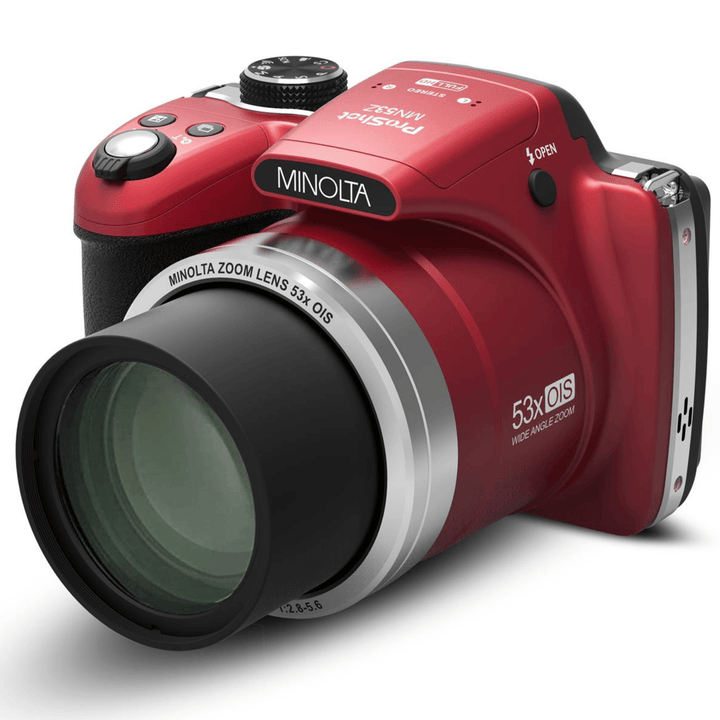 Minolta MN53Z 16 MP HD Bridge Digital Camera with 53x Optical Zoom (Red) | PROCAM
