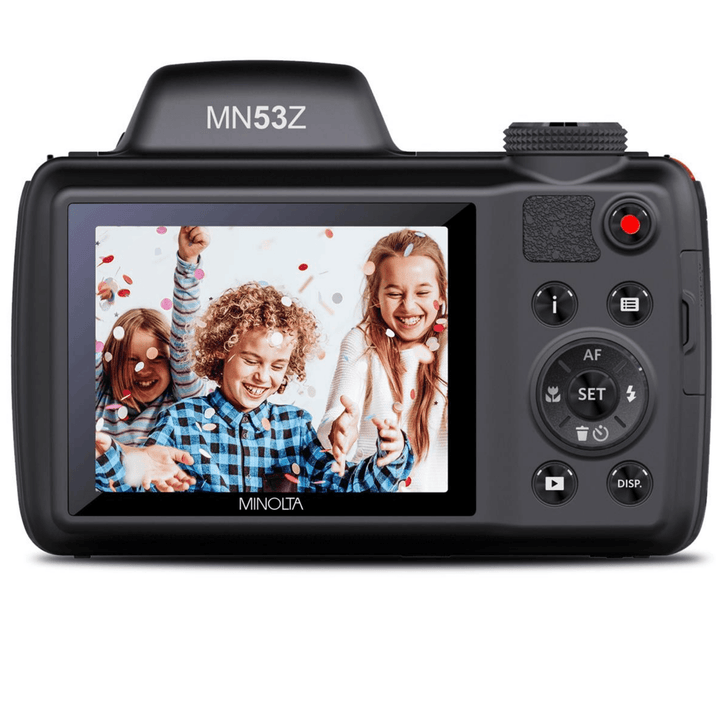 Minolta MN53Z 16 MP HD Bridge Digital Camera with 53x Optical Zoom (Red) | PROCAM
