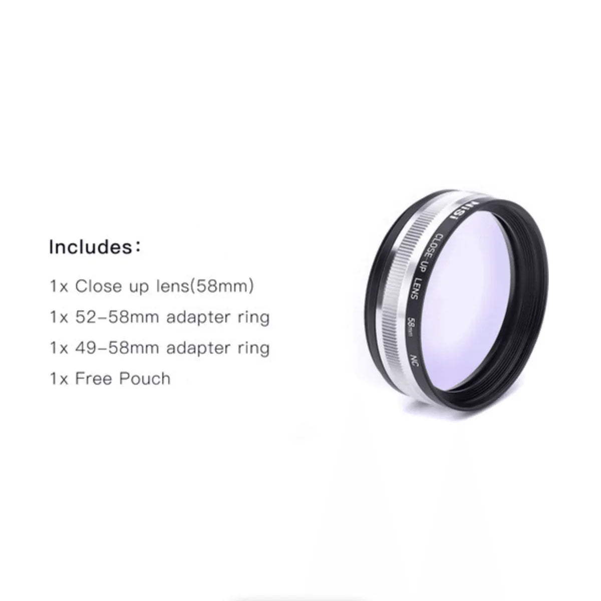 NiSi 58mm Close-Up NC Lens Kit with 49 and 52mm Step-Up Rings at PROCAM | procam.com