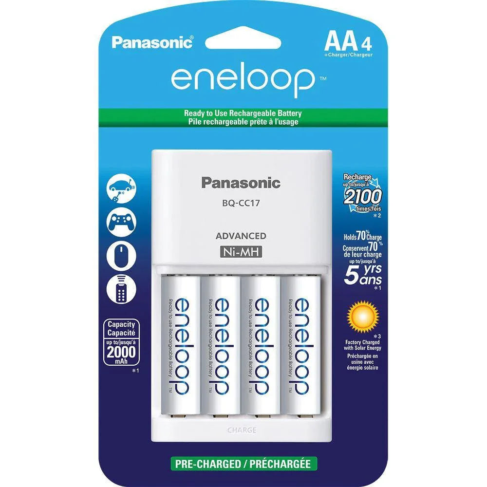 Panasonic Eneloop Rechargeable AA Ni-MH Batteries with Charger (2000mAh, Pack of 4) at PROCAM | procam.com