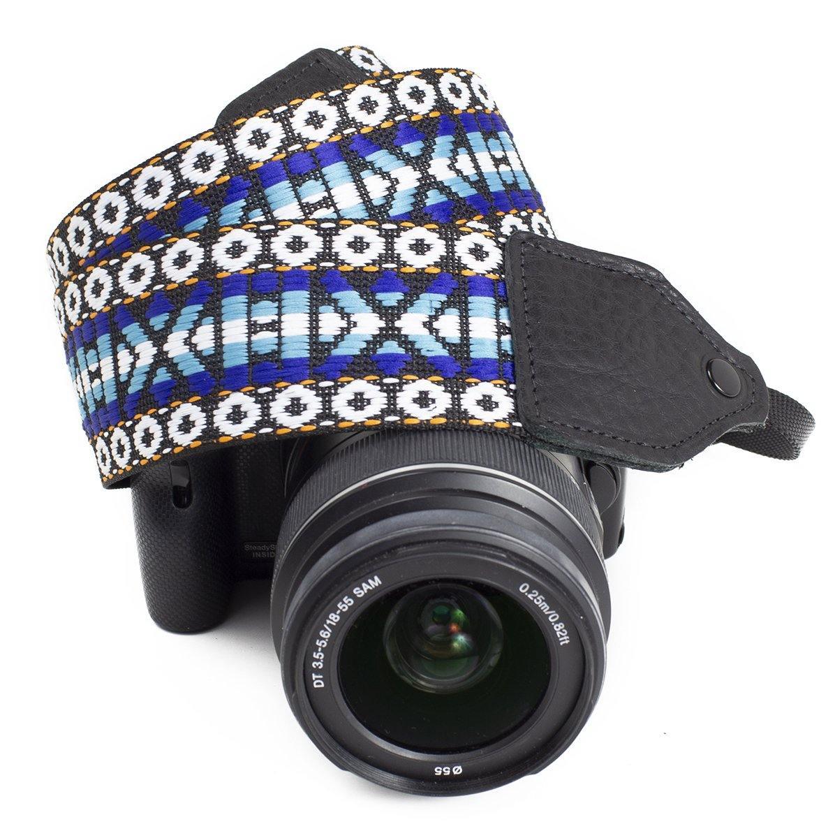 Perri's Leathers Ltd. 2" Nylon Camera Strap (Retro Hootenanny Blue/White) at PROCAM | procam.com