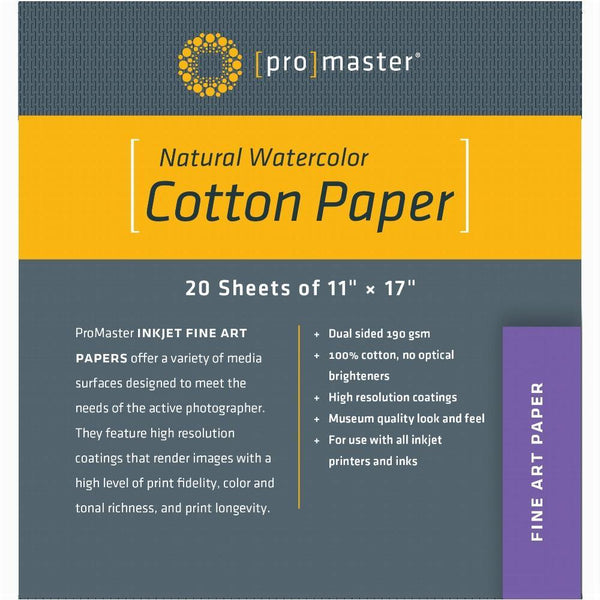 ProMaster Fine Art Inkjet Paper - 100% Cotton - 11 x 17'' - 20 S | PROCAM