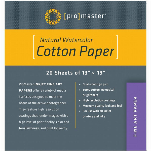ProMaster Fine Art Inkjet Paper - 100% Cotton - 13 x 19'' - 20 Sheets | PROCAM