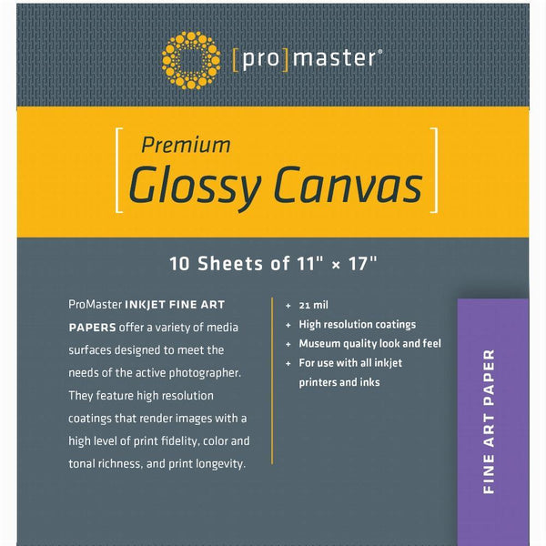 ProMaster Fine Art Inkjet Photo Canvas - Glossy - 11 x 17'' - 10 Sheets | PROCAM
