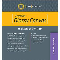 ProMaster Fine Art Inkjet Photo Canvas - Glossy - 8 1/2 x 11'' - 15 Sheets | PROCAM