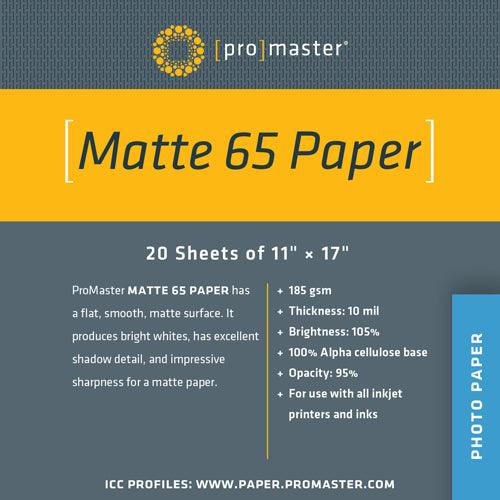 ProMaster Matte 65 Paper (11"x17", 20 Sheets) | PROCAM