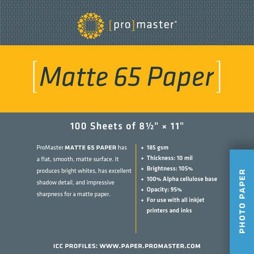 ProMaster Matte 65 Paper (8.5"x11", 100 Sheets) | PROCAM