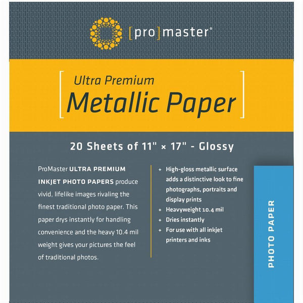 ProMaster Silver Metallic Inkjet Photo Paper - 11 x 17'' - 20 Sheets | PROCAM