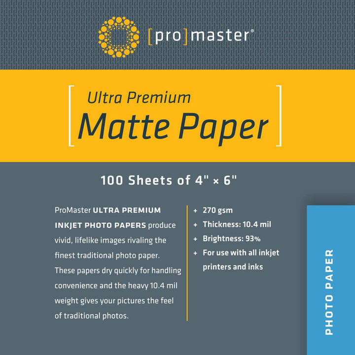 ProMaster Ultra Premium Matte Inkjet Photo Paper - 4''x6'' - 100 Sheets | PROCAM