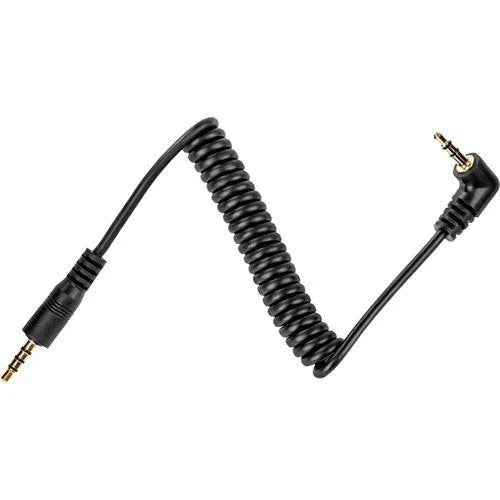 Saramonic SR-PMC2 3.5mm Right-Angle TRS to 3.5mm TRRS Coiled Adapter Cable for Smartphones at PROCAM | procam.com