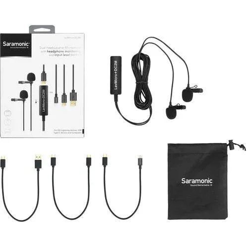 Saramonic LavMicro+DC2M Dual Omnidirectional Lavalier Microphone with Monitoring for iOS, Android & Computer at PROCAM | procam.com