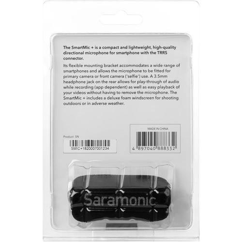 Saramonic SmartMic+ Compact Directional Microphone with 3.5mm TRRS Plug for Mobile Devices at PROCAM | procam.com