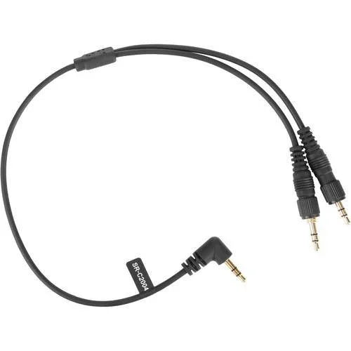 Saramonic SR-C2004 Dual Locking 3.5mm to Right-Angle 3.5mm Output Y-Cable for Two Wireless Receivers (13") at PROCAM | procam.com