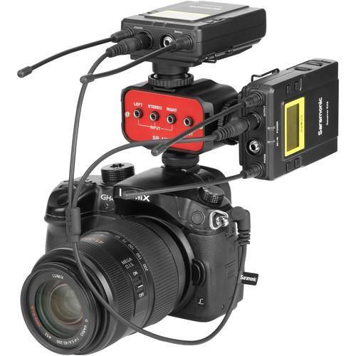 Saramonic SR-C2004 Dual Locking 3.5mm to Right-Angle 3.5mm Output Y-Cable for Two Wireless Receivers (13") at PROCAM | procam.com