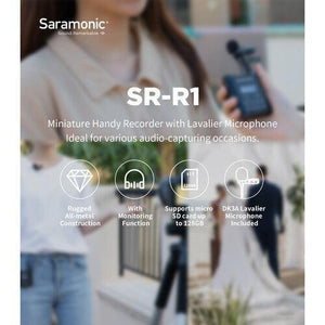 Saramonic SR-R1 Belt Pack Recorder with DK3 Lavalier and MicroSD Card at PROCAM | procam.com