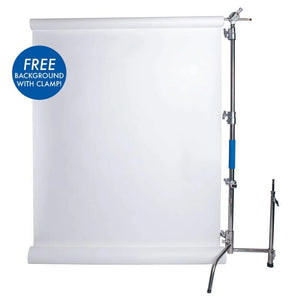 Savage Stainless Steel C-Stand Kit with 53" x 18' White Seamless Paper (9.5') at PROCAM | procam.com