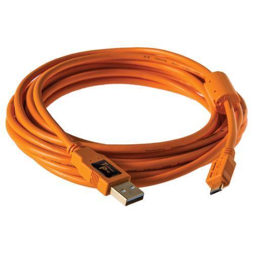 Tether Tools TetherPro USB 2.0 A Male to Micro-B 5-Pin Cable (15', Orange) at PROCAM | procam.com