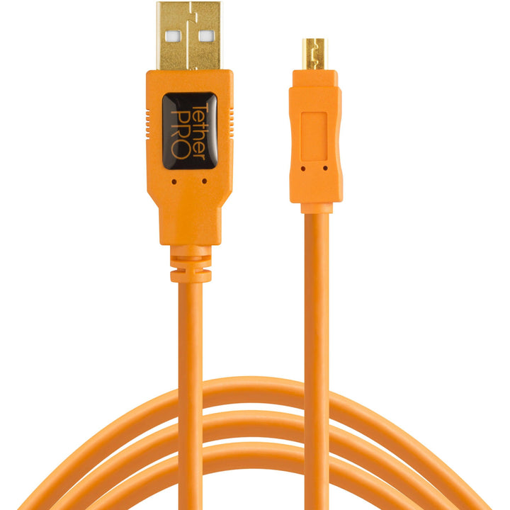 Tether Tools TetherPro USB 2.0 Type-A Male to Mini-B Male Cable (15', Orange) | PROCAM