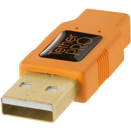 Tether Tools TetherPro USB 2.0 Type-A Male to Mini-B Male Cable (15', Orange) | PROCAM