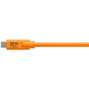 Tether Tools TetherPro USB Type-C Male to 8-Pin Mini-USB 2.0 Type-B Male Cable (15', Orange) at PROCAM | procam.com