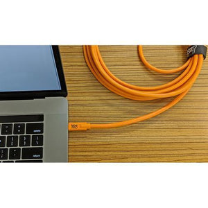 Tether Tools TetherPro USB Type-C Male to 8-Pin Mini-USB 2.0 Type-B Male Cable (15', Orange) at PROCAM | procam.com