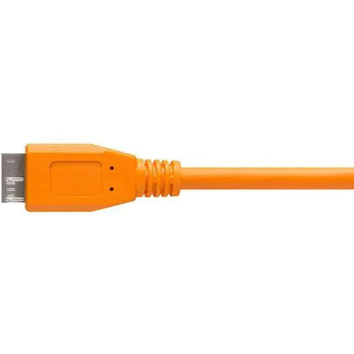 Tether Tools TetherPro USB Type-C Male to Micro-USB 3.0 Type B Male Cable (15', Orange, Right-Angle) at PROCAM | procam.com