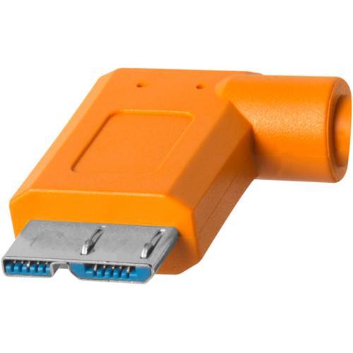 Tether Tools TetherPro USB Type-C Male to Micro-USB 3.0 Type B Male Cable (15', Orange, Right-Angle) | PROCAM