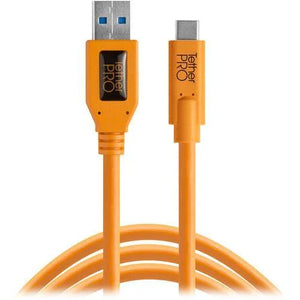 Tether Tools TetherPro USB Type-C Male to USB 3.0 Type-A Male Cable (15', Orange) at PROCAM | procam.com