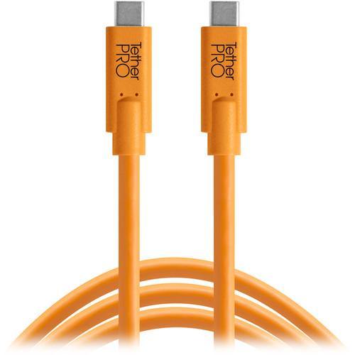 Tether Tools TetherPro USB Type-C Male to USB Type-C Male Cable (15', Orange) | PROCAM